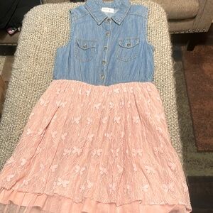 Girls denim and lace dress